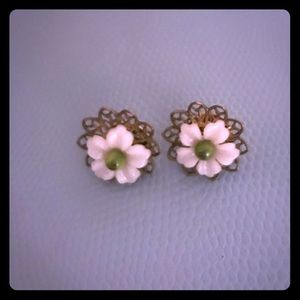 South Moon Under Flower Brass Earrings